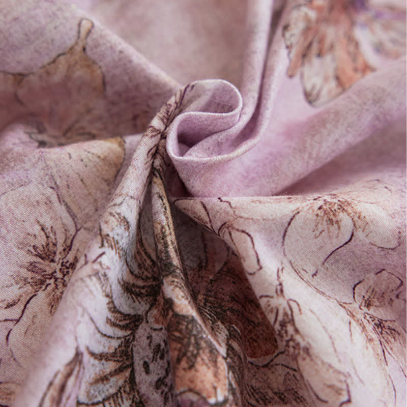 Dreamy Floral & Butterfly Cotton Bedding Set(4PCS)