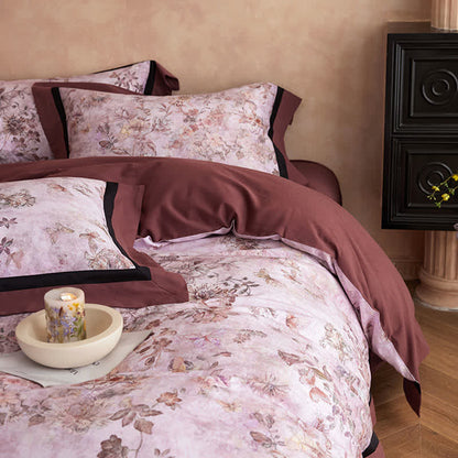 Dreamy Floral & Butterfly Cotton Bedding Set(4PCS)