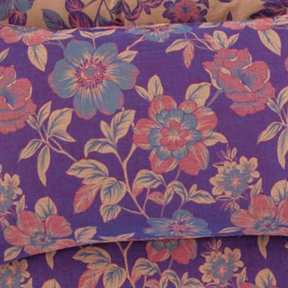 Purple Floral Double Gauze Cotton Bedding Set(4PCS)