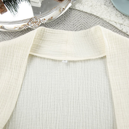 Beige Pure Cotton Kimono Robe