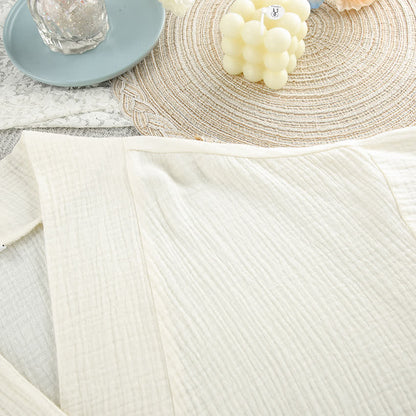 Beige Pure Cotton Kimono Robe