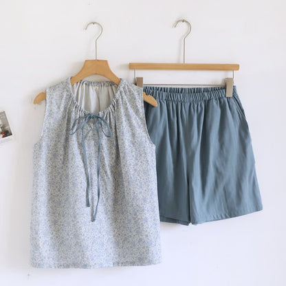 Ditsy Floral Cotton Tank & Shorts Pajama Set