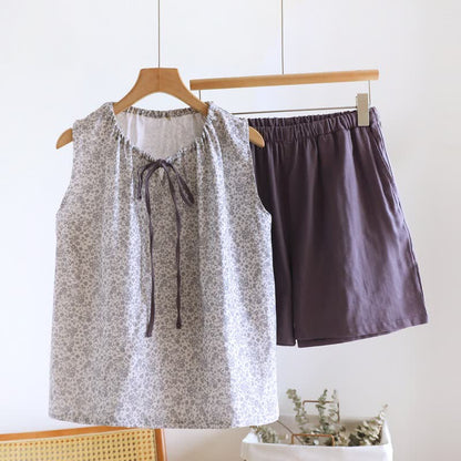 Ditsy Floral Cotton Tank & Shorts Pajama Set
