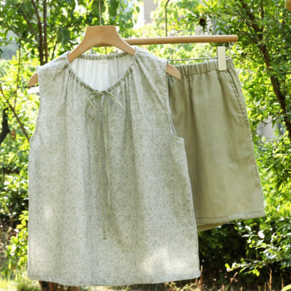 Ditsy Floral Cotton Tank & Shorts Pajama Set