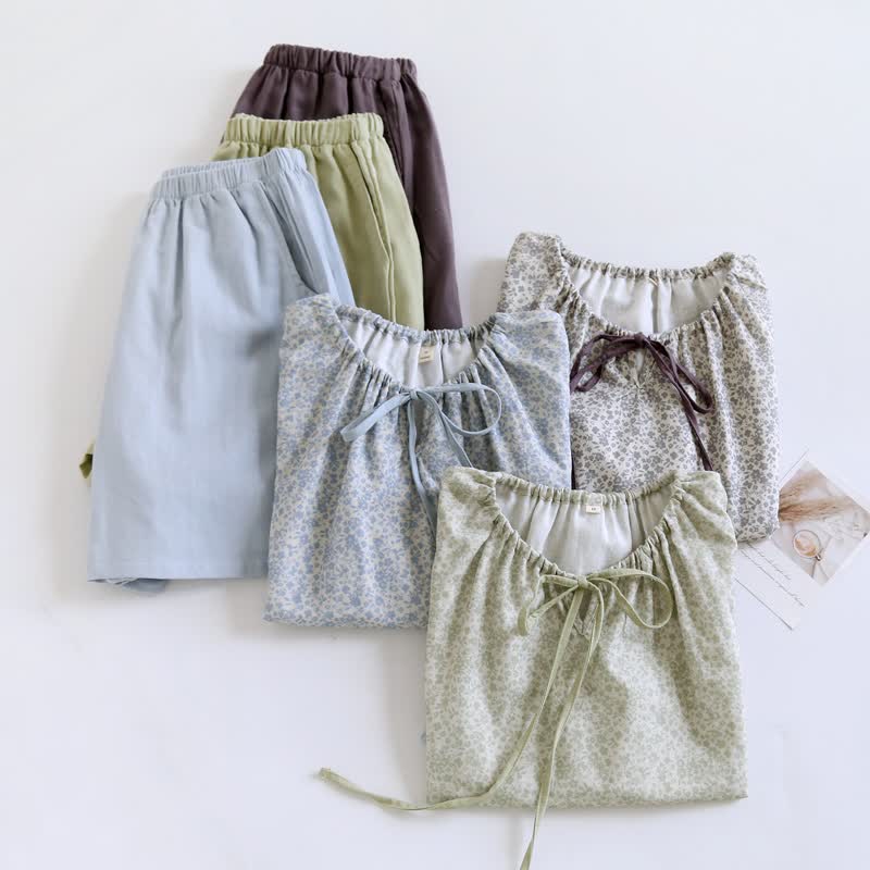 Ditsy Floral Cotton Tank & Shorts Pajama Set