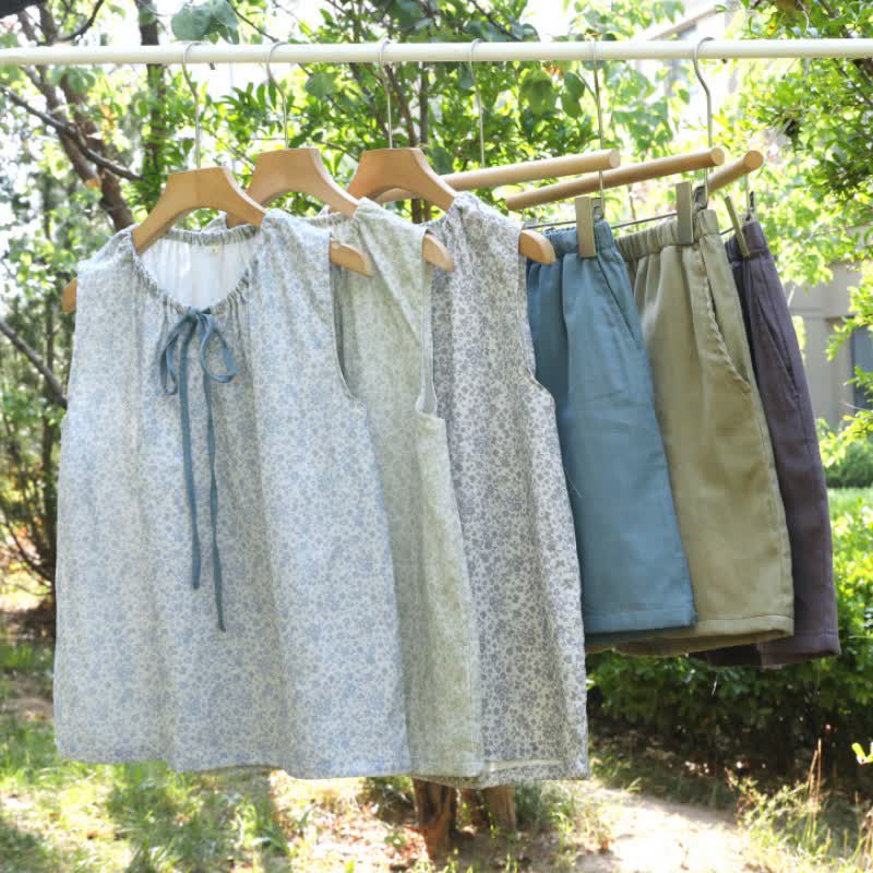 Ditsy Floral Cotton Tank & Shorts Pajama Set