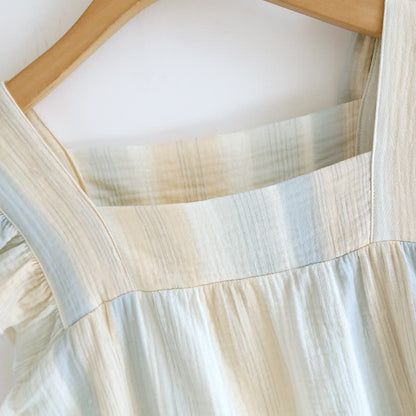 Cotton Gauze Striped Ruffle Trim Tank Loungewear