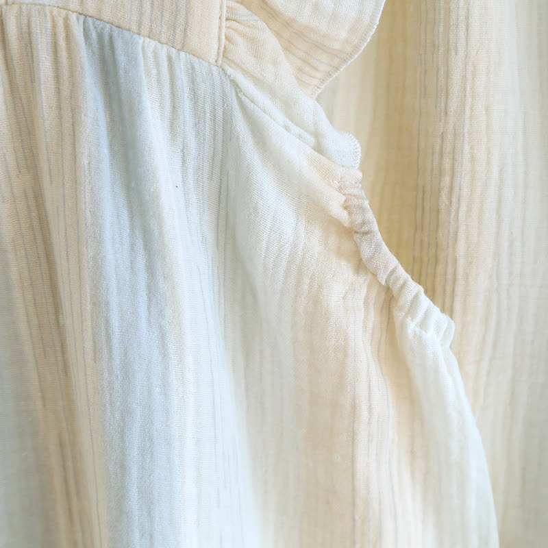 Cotton Gauze Striped Ruffle Trim Tank Loungewear