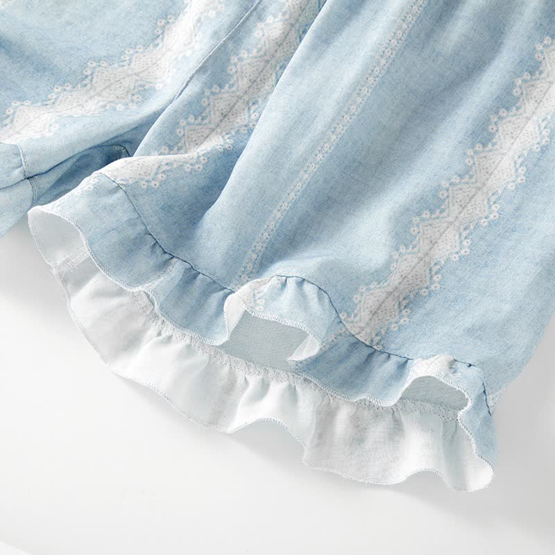 Bamboo Fiber Blue Vertical Pattern Loungewear