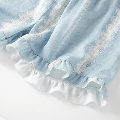 Bamboo Fiber Blue Vertical Pattern Loungewear