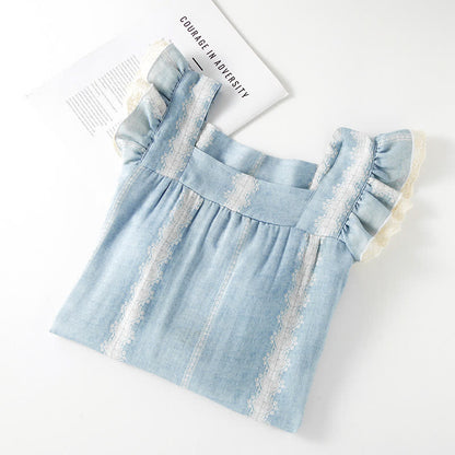 Bamboo Fiber Blue Vertical Pattern Loungewear