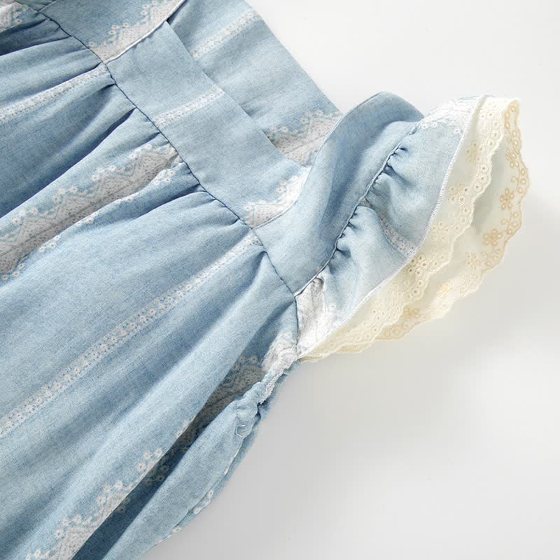 Bamboo Fiber Blue Vertical Pattern Loungewear