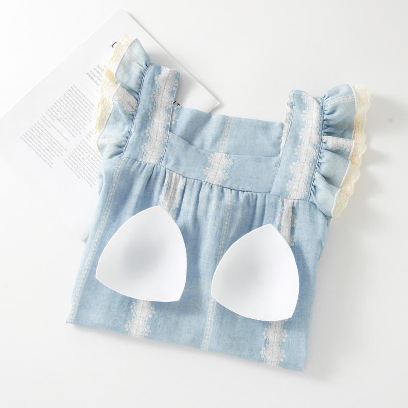 Bamboo Fiber Blue Vertical Pattern Loungewear