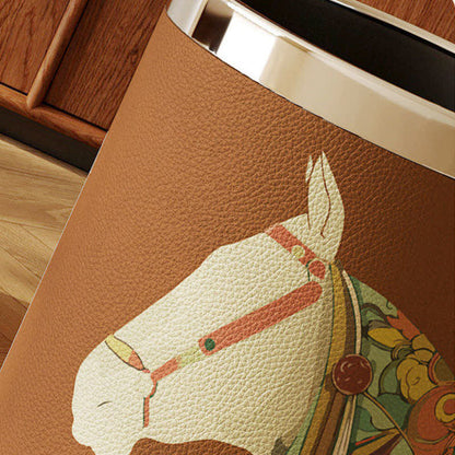 Equestrian Series Leather Decorative Waste Bin