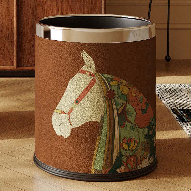Equestrian Series Leather Decorative Waste Bin