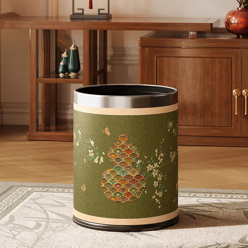 Traditional Oriental Floral Gourd Waste Bin