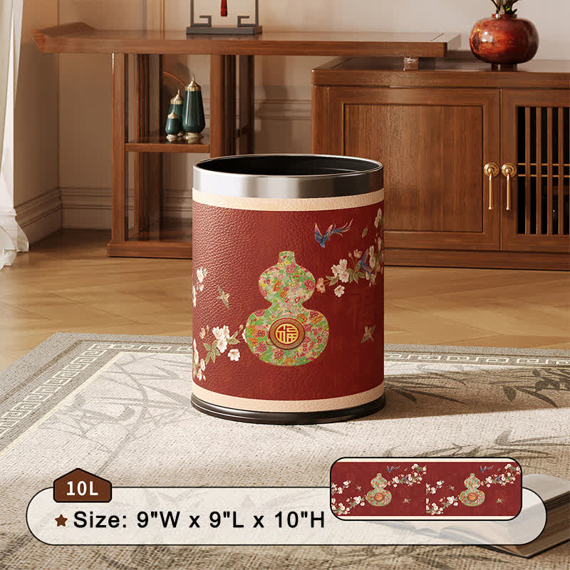 Traditional Oriental Floral Gourd Waste Bin