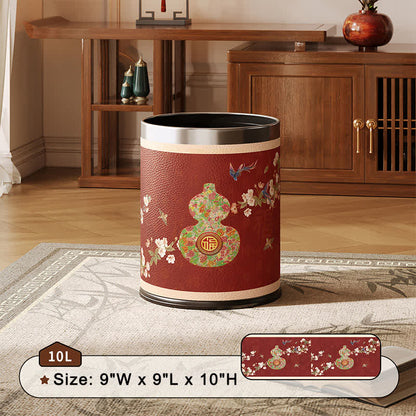 Traditional Oriental Floral Gourd Waste Bin
