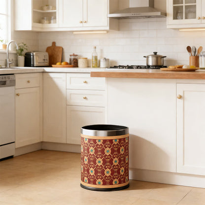 Elegant Oriental Lattice Leather Waste Bin