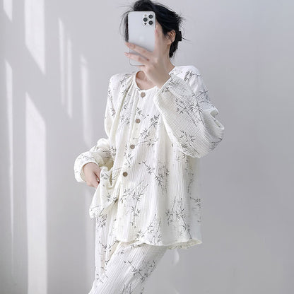 Bamboo Print Double Gauze Cotton Loungewear Set