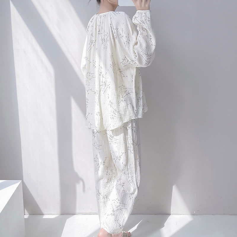 Bamboo Print Double Gauze Cotton Loungewear Set