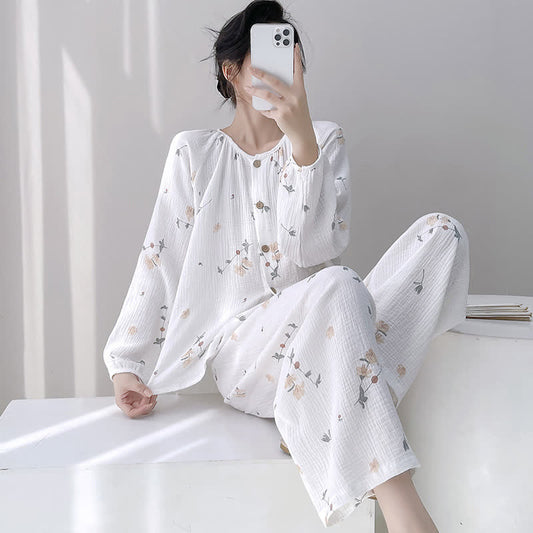 Rustic Floral Double Gauze Cotton Pajamas