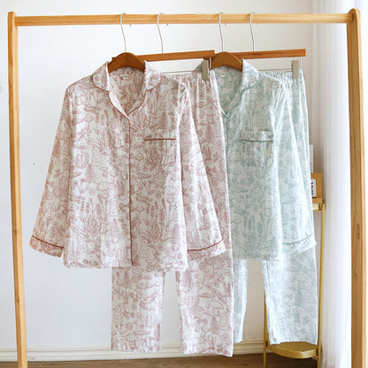 Jungle Mushroom & Bunny Cotton Gauze Pajamas