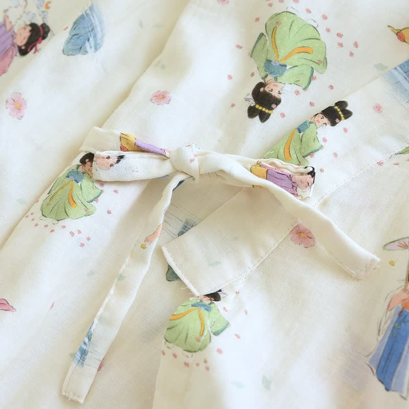 Oriental Cartoon Princess Cotton Kimono Pajamas