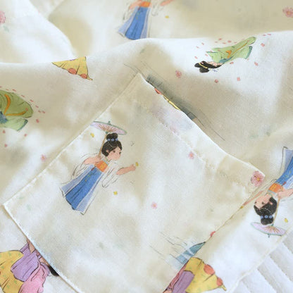 Oriental Cartoon Princess Cotton Kimono Pajamas
