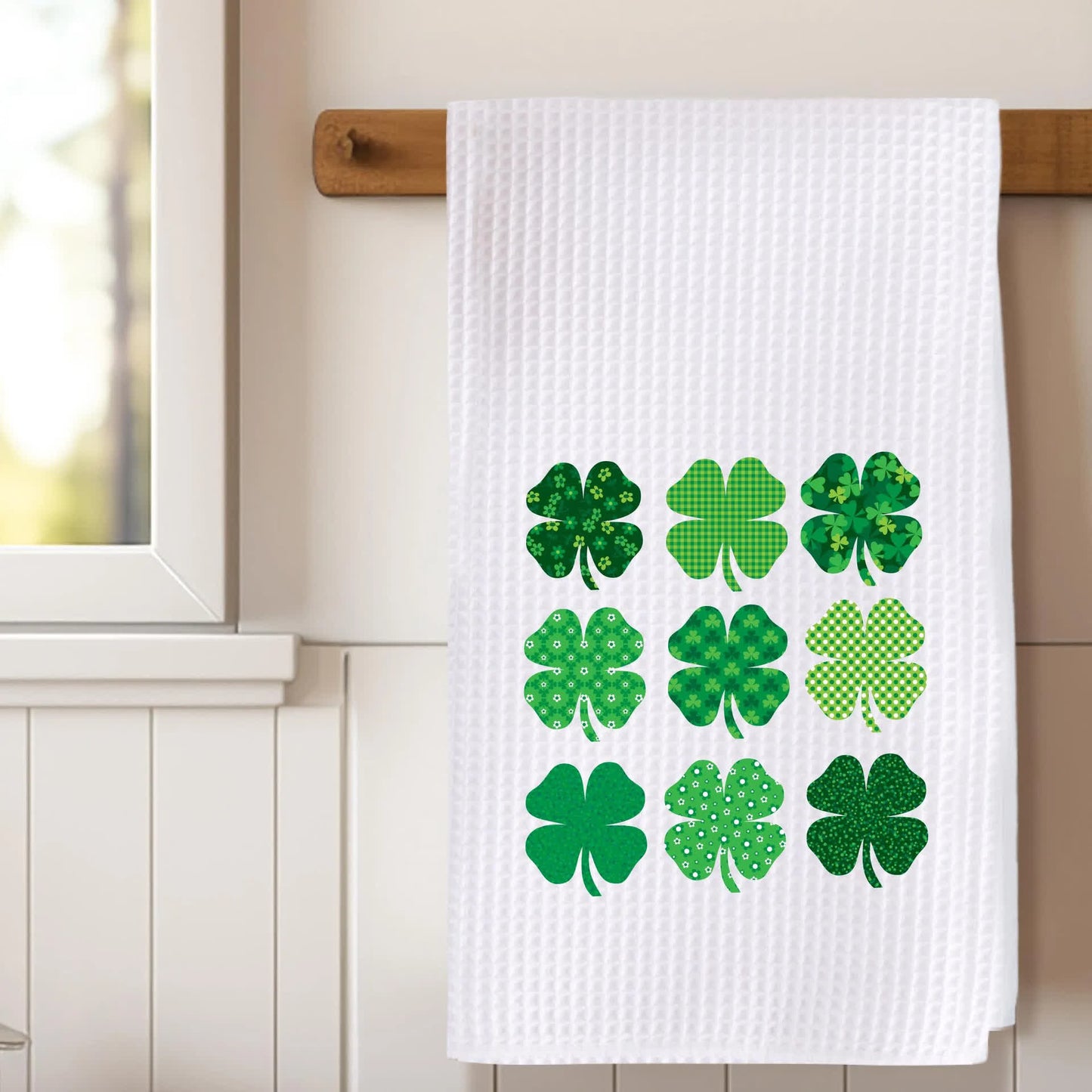 Clover Print Waffle Cotton Kitchen Towel