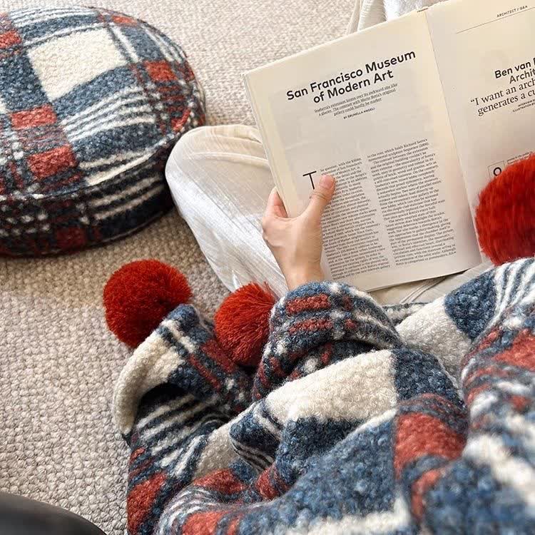 Blue and Red Plaid Throw Blanket