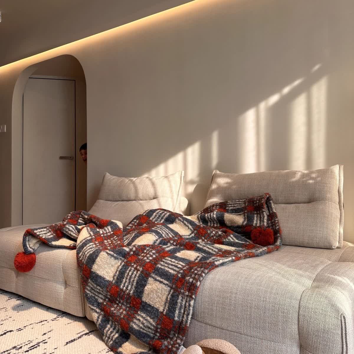 Blue and Red Plaid Throw Blanket