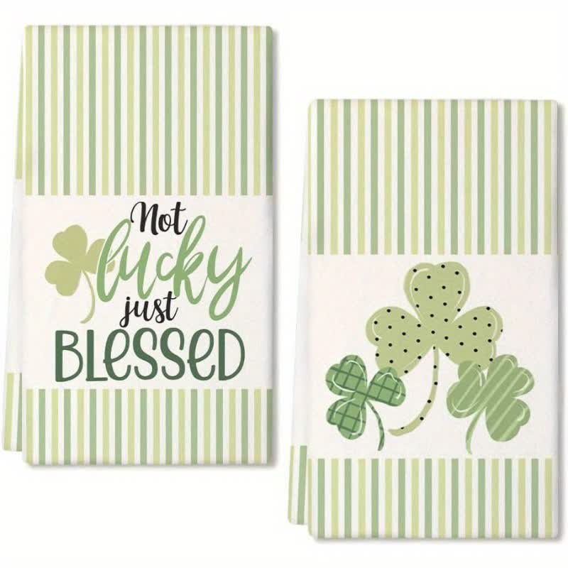 St. Patrick's Day Shamrock Stripe Kitchen Towel(2PCS)