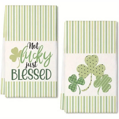 St. Patrick's Day Shamrock Stripe Kitchen Towel(2PCS)