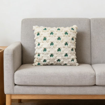 Shamrock Embroidered Throw Pillow Cover