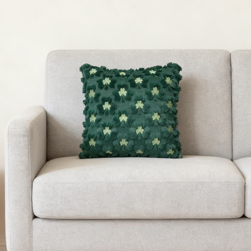 Shamrock Embroidered Throw Pillow Cover