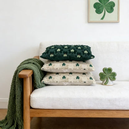 Shamrock Embroidered Throw Pillow Cover