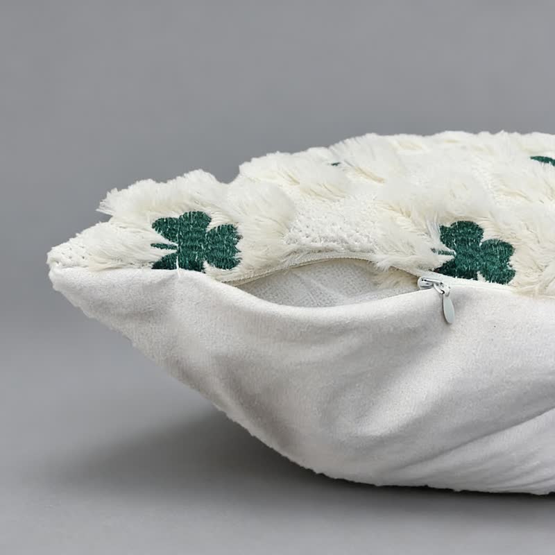 Shamrock Embroidered Throw Pillow Cover