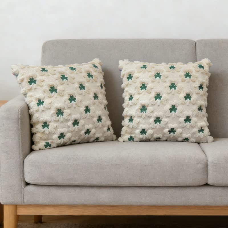 Shamrock Embroidered Throw Pillow Cover