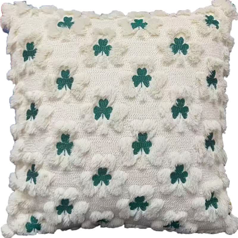 Shamrock Embroidered Throw Pillow Cover