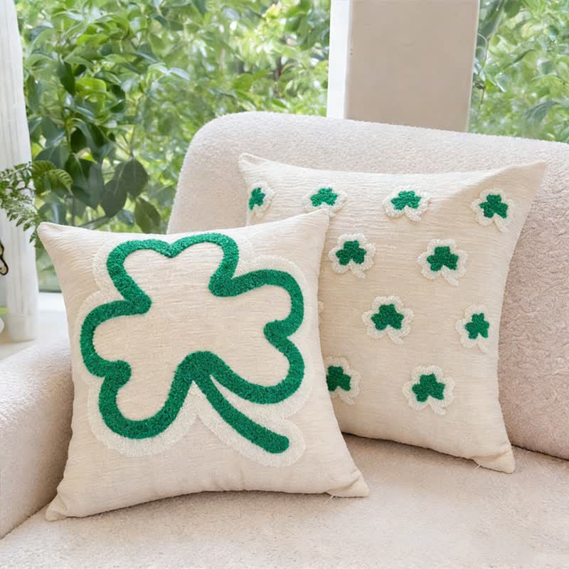 Festive Irish Shamrock Throw Pillow Cover