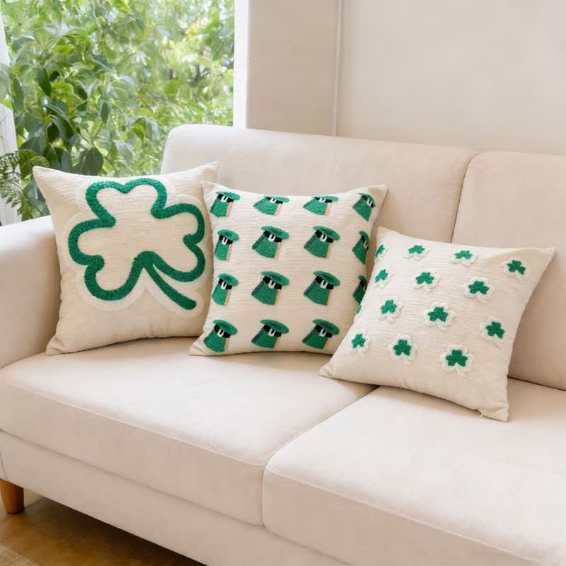 Festive Irish Shamrock Throw Pillow Cover