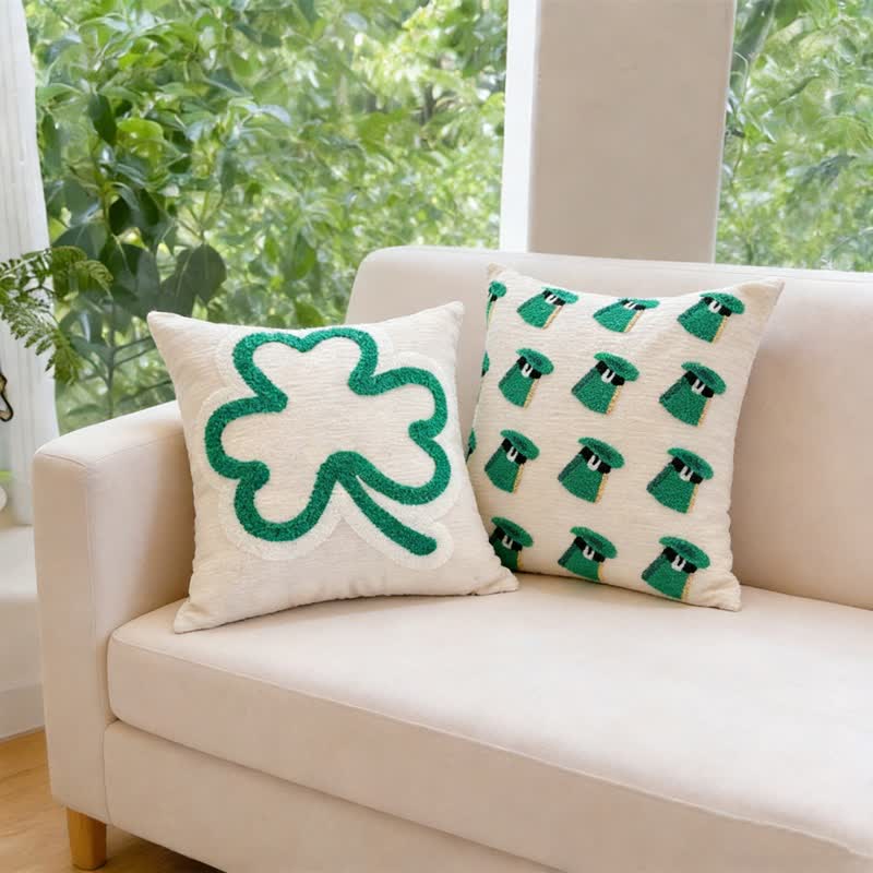 Festive Irish Shamrock Throw Pillow Cover