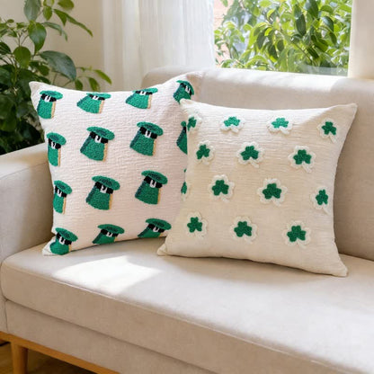 Festive Irish Shamrock Throw Pillow Cover