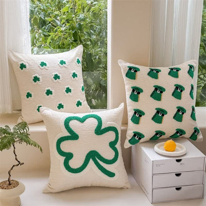 Festive Irish Shamrock Throw Pillow Cover