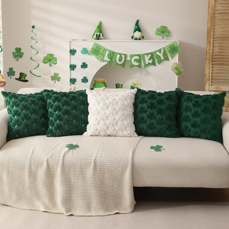 Solid Shamrock Jacquard Throw Pillow Cover(2PCS)
