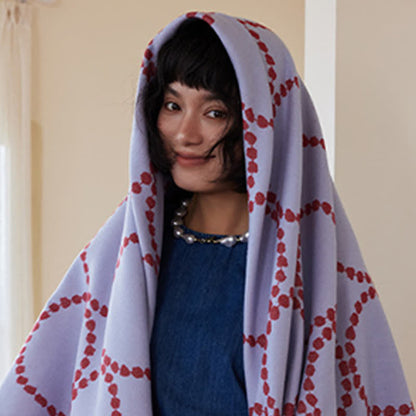 Reversible Circle Pattern Tassel Throw Blanket