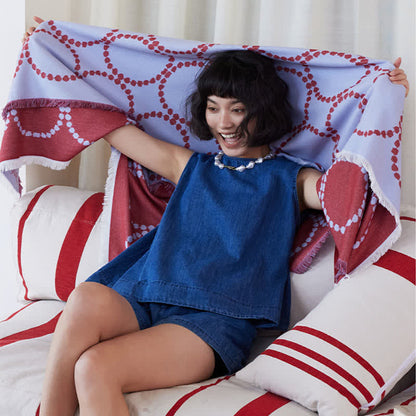 Reversible Circle Pattern Tassel Throw Blanket