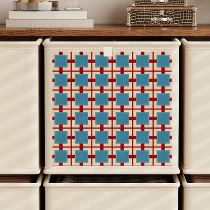 Blue Plaid Foldable Fabric Storage Basket