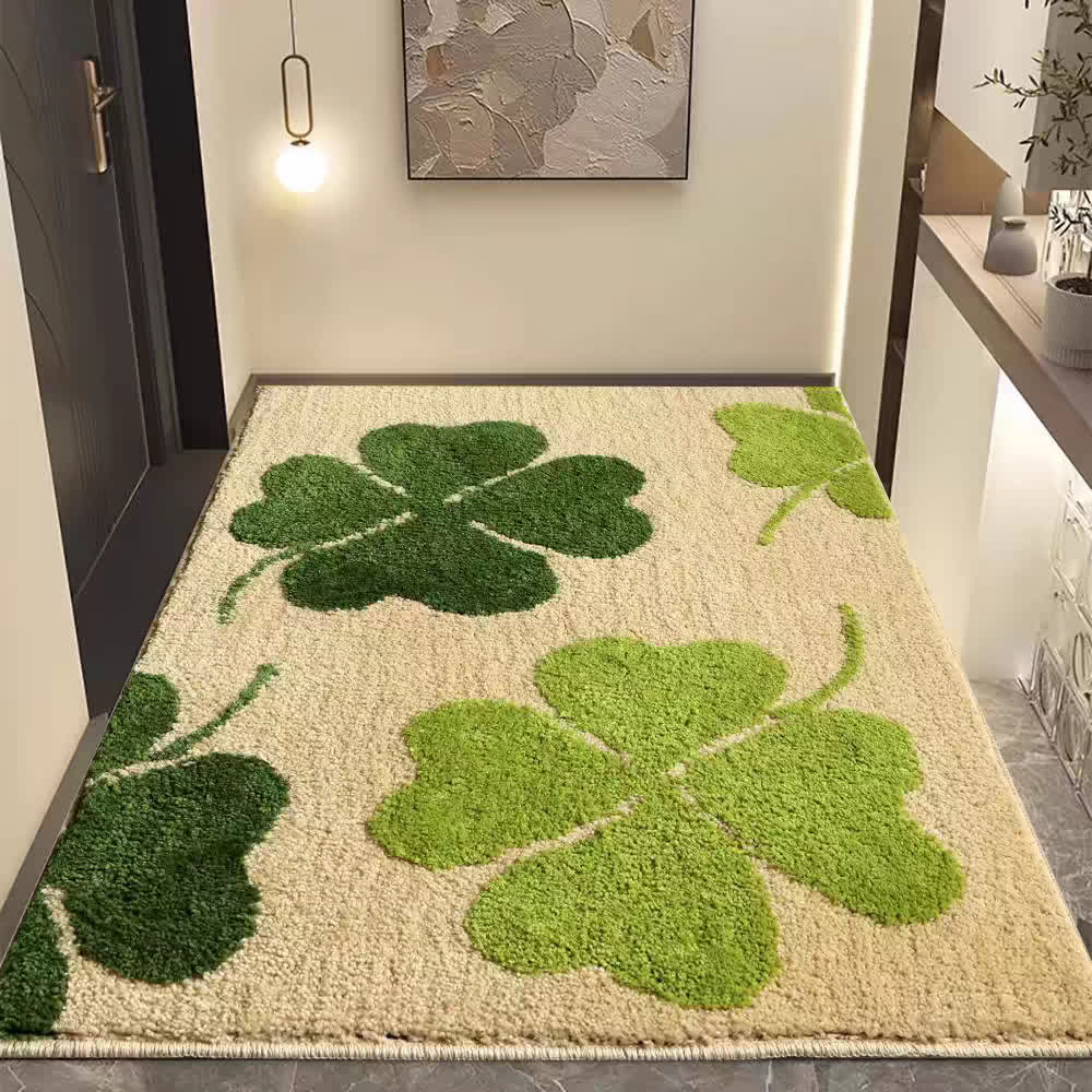 Fresh Four-Leaf Clover Floor Rug